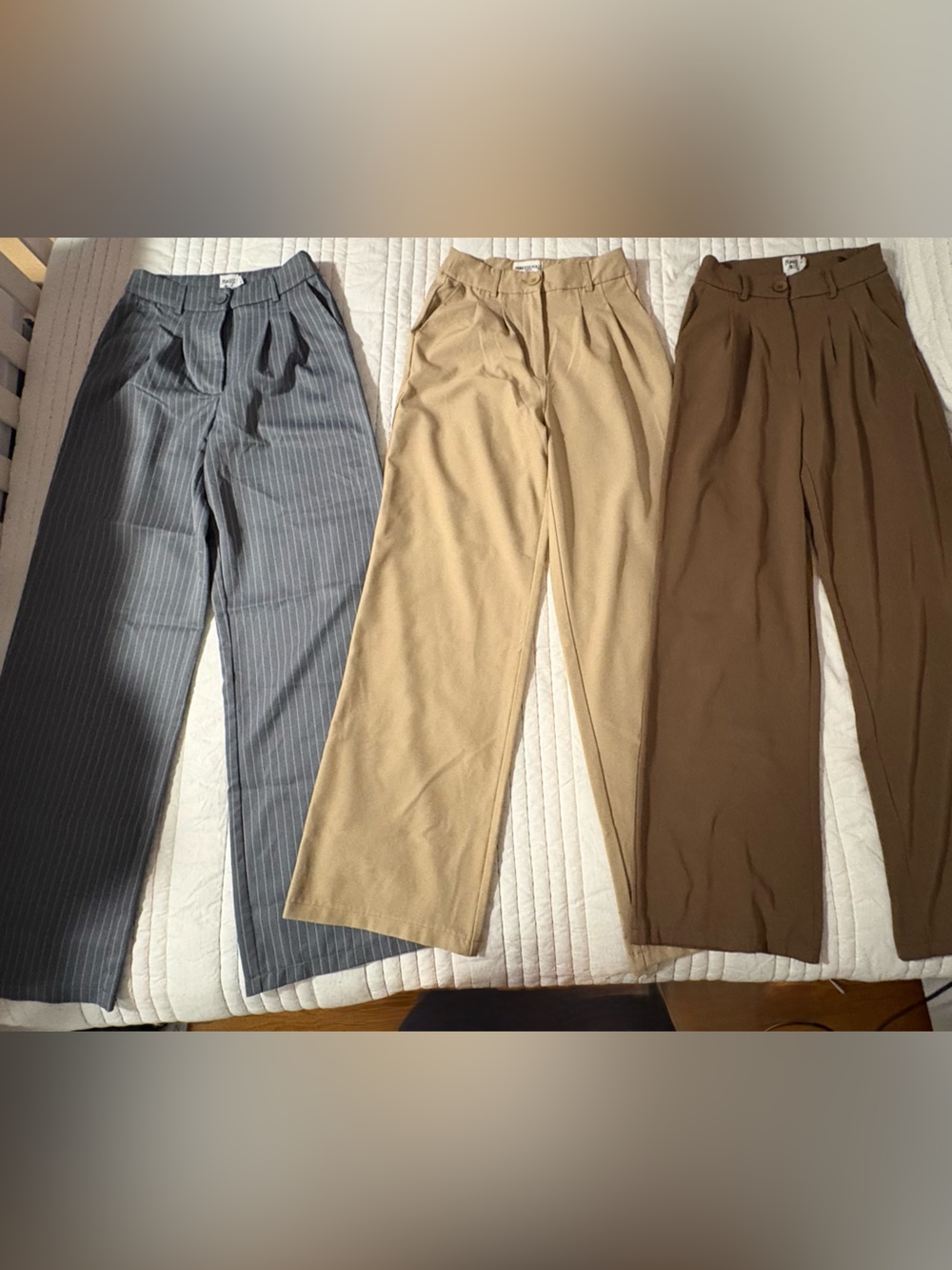 Princess Polly Gray Pinstripe High-Waist Trousers